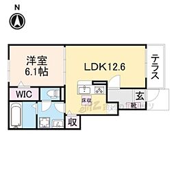近鉄橿原線 新ノ口駅 徒歩17分の賃貸アパート 1階1LDKの間取り