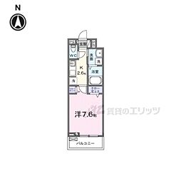 近鉄橿原線 田原本駅 徒歩6分の賃貸アパート 1階1Kの間取り