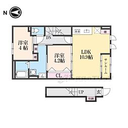 ヴィレッタ2 2階2LDKの間取り