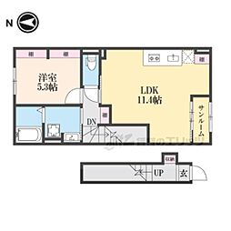 ヴィレッタ2 2階1LDKの間取り