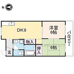 山善ハイツ 3階2LDKの間取り