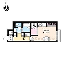 レオパレス喜楽楽1 2階1Kの間取り