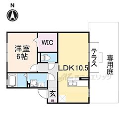 パルコートサン　Ｂ棟 1階1LDKの間取り