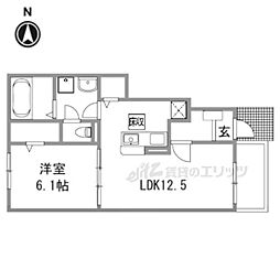 ドリームＸ 1階1LDKの間取り