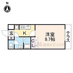 JR和歌山線 高田駅 徒歩10分の賃貸アパート 1階1Kの間取り