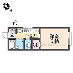 ハイツ樹 2階1Kの間取り