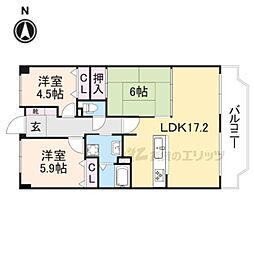近鉄大阪線 大和高田駅 徒歩4分の賃貸マンション 6階3LDKの間取り