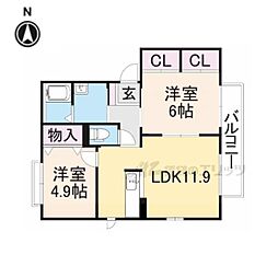 Ｈａｐｐｉｎｅｓｓ2番館 102 1階2LDKの間取り