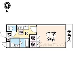 アリオン 2階1Kの間取り