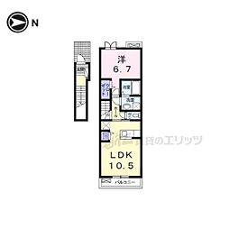 ラ・ビュウ・アンジュ　III 2階1LDKの間取り