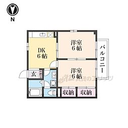 近鉄南大阪線 坊城駅 徒歩5分の賃貸アパート 2階2DKの間取り