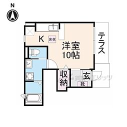 さくら　テラス 1階ワンルームの間取り
