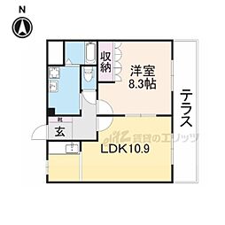 近鉄御所線 忍海駅 徒歩8分の賃貸アパート 2階1LDKの間取り