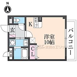 アムール　パティオ 2階ワンルームの間取り