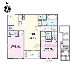 ピュアブルーム 2階2LDKの間取り