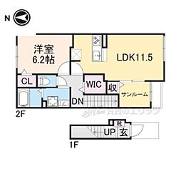 メゾンクレール 2階1LDKの間取り