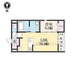 VALTERRA天理 1LDKの間取図画像