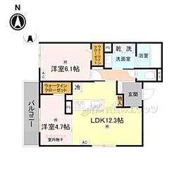 RETORIA瓦口WEST 2LDKの間取図画像