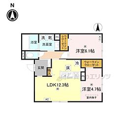 RETORIA瓦口EAST 2LDKの間取図画像