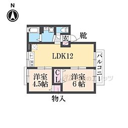 アネーバ大和A棟 2LDKの間取図画像
