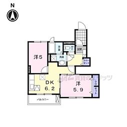 シャンテフルール 2DKの間取図画像
