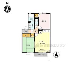 コスモス　Ｂ棟 2階2LDKの間取り