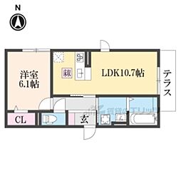 カーザソラーレ 1LDKの間取図画像