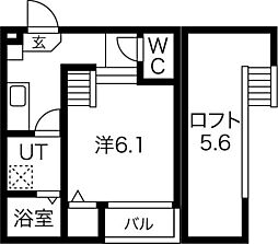 VILLETTA SASASHIMA 202 2階1Kの間取り