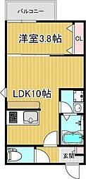 LECOCON中川II 1階1LDKの間取り