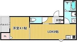 LECOCON中川II 1階1LDKの間取り