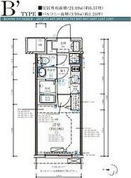 ディアレイシャス名古屋大須通 1Kの間取図画像