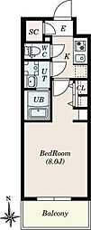 S-RESIDENCE尾頭橋beaute 1Kの間取図画像