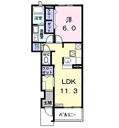 フルリール百船A 1LDKの間取図画像