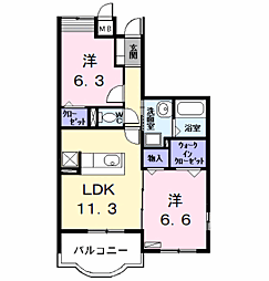 ラ・ビアージュ 2LDKの間取図画像