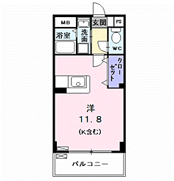 シューネス ワンルームの間取図画像