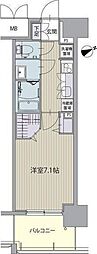 パルティール八田 7階1Kの間取り