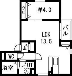 アークレジデンス中村日赤 202 2階1LDKの間取り