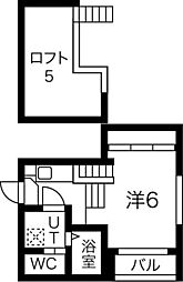 ブランドール 2階1Kの間取り