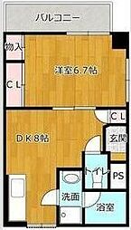 エスポアール荒江 1DKの間取図画像