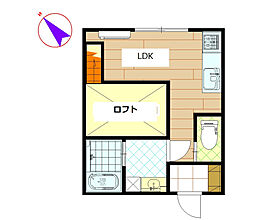 セゾンドウララ 2階ワンルームの間取り
