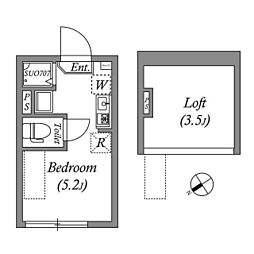 リバーサイドレジデンス大泉学園 ワンルームの間取図画像