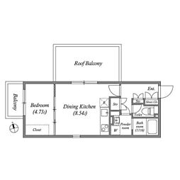 PASEO中野坂上 1DKの間取図画像
