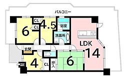 アンビエント上野芝 4LDKの間取図画像
