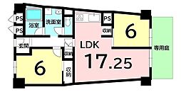 白鷺ビューハイツ 2LDKの間取図画像