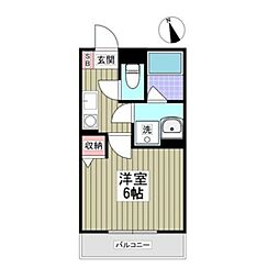 パルトネール東久保 1Kの間取図画像
