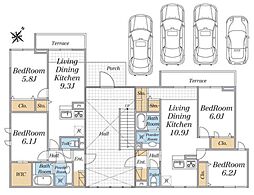 逗子市逗子5丁目アパート 2LDKの間取図画像