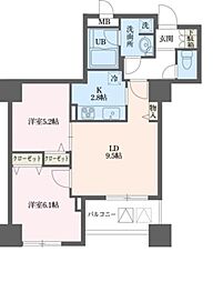 ドゥーエ横浜駅前 2LDKの間取図画像