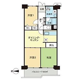 横浜スカイハイツ 3DKの間取図画像