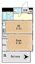 コスタ岸根公園 1DKの間取図画像