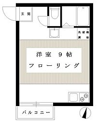 B-FLAT ワンルームの間取図画像